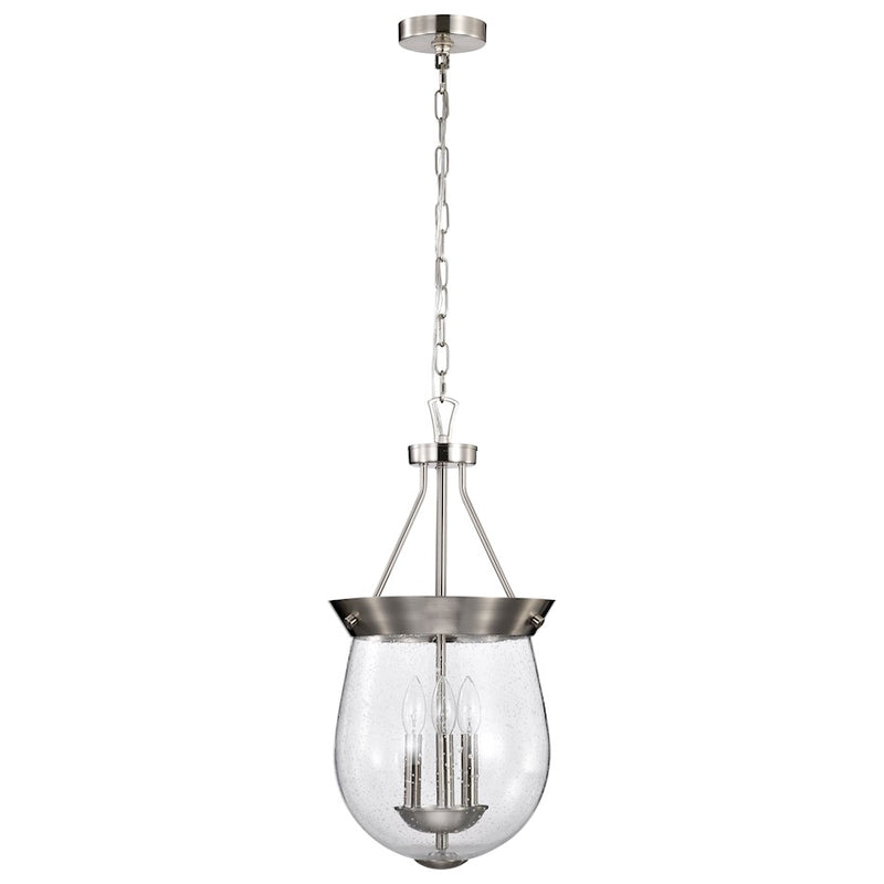 Nuvo Lighting Boliver 14in 3-Light Pendant | Traditional Brushed Nickel and Clear Seeded Glass | Kitchen Island & Dining Room | 14 x 14 x | Model 60-7805