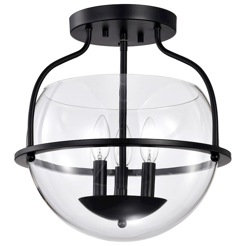 Nuvo Lighting Amado 14in 3-Light Semi-Flush Mount | Transitional Vintage Brass Steel and Clear Glass | Bedroom & Dining Room | 14 x 14 x | Model 60-7821