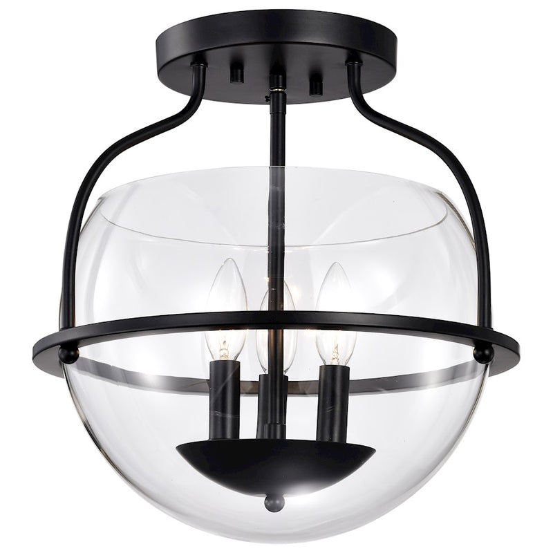 Nuvo Lighting Amado 14in 3-Light Semi-Flush Mount | Transitional Vintage Brass Steel and Clear Glass | Bedroom & Dining Room | 14 x 14 x | Model 60-7821