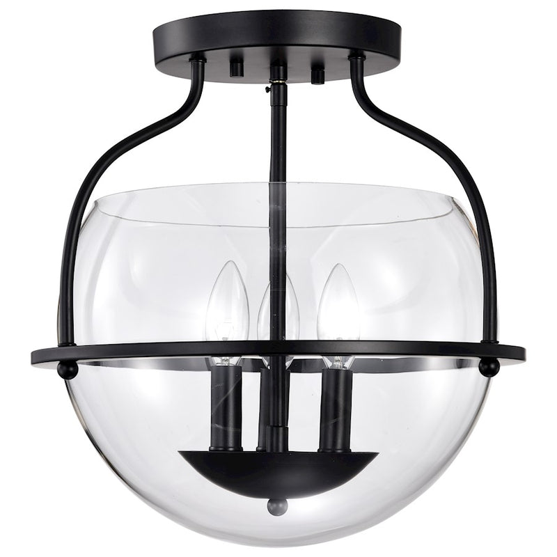 Nuvo Lighting Amado 14in 3-Light Semi-Flush Mount | Transitional Vintage Brass Steel and Clear Glass | Bedroom & Dining Room | 14 x 14 x | Model 60-7821