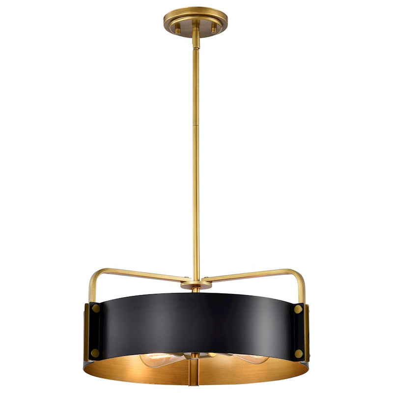 Nuvo Lighting Altos 22in 5-Light Pendant | Transitional Matte Black Steel and Natural Brass Accents | Kitchen Island & Dining Room | 22 x | Model 60-7844