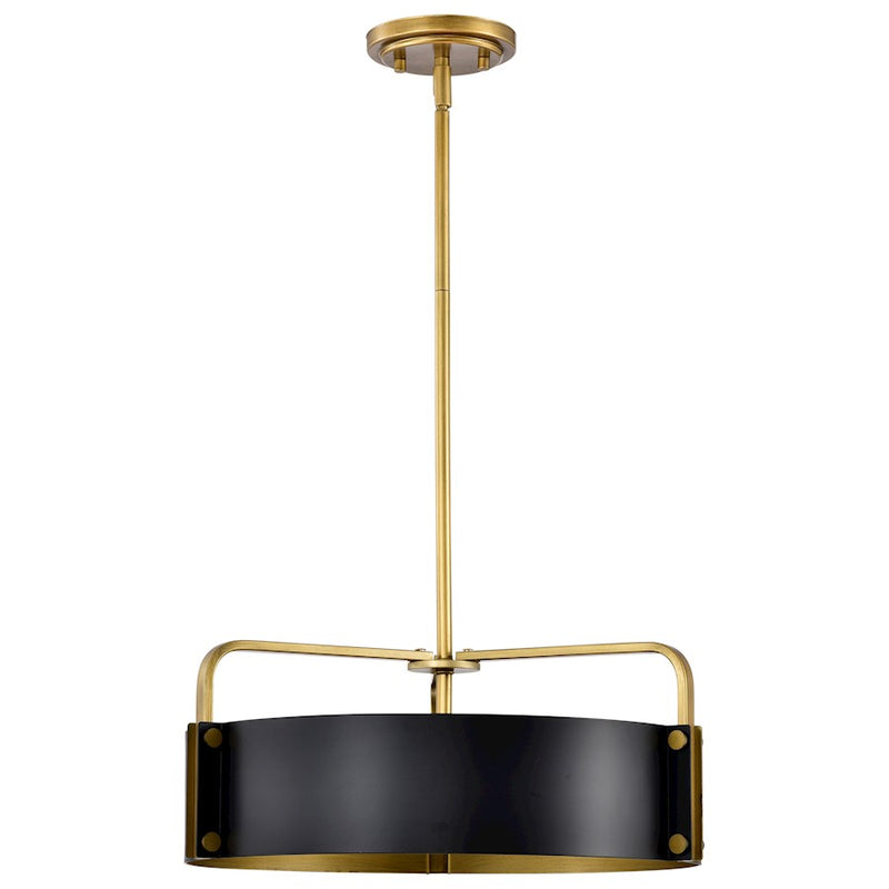 Nuvo Lighting Altos 22in 5-Light Pendant | Transitional Matte Black Steel and Natural Brass Accents | Kitchen Island & Dining Room | 22 x | Model 60-7844