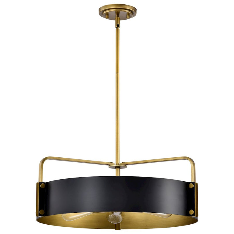 Nuvo Lighting Altos 22in 5-Light Pendant | Transitional Matte Black Steel and Natural Brass Accents | Kitchen Island & Dining Room | 22 x | Model 60-7844
