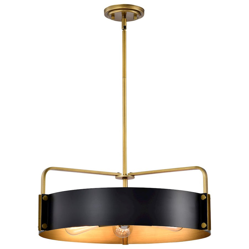 Nuvo Lighting Altos 22in 5-Light Pendant | Transitional Matte Black Steel and Natural Brass Accents | Kitchen Island & Dining Room | 22 x | Model 60-7844