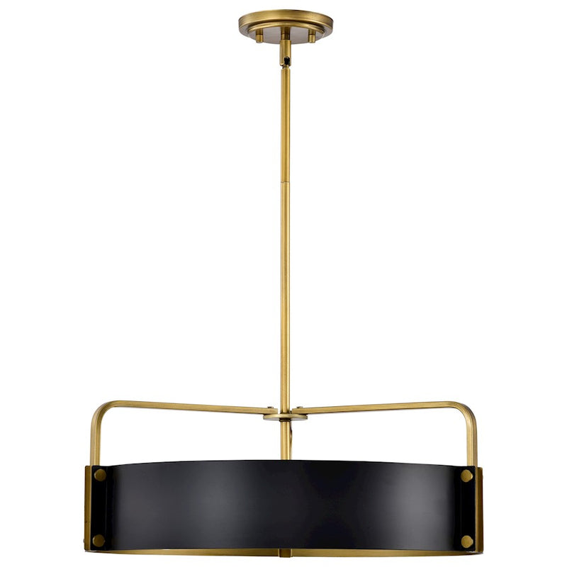 Nuvo Lighting Altos 22in 5-Light Pendant | Transitional Matte Black Steel and Natural Brass Accents | Kitchen Island & Dining Room | 22 x | Model 60-7844