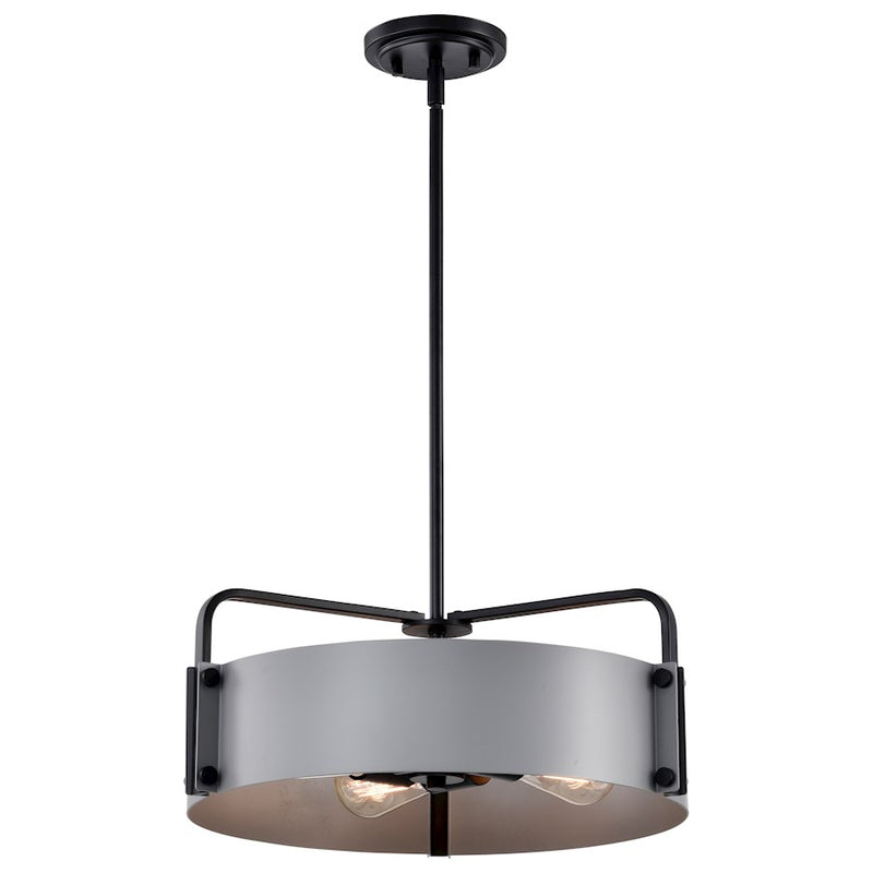 Nuvo Lighting Altos 22in 5-Light Pendant | Transitional Matte Black Steel and Natural Brass Accents | Kitchen Island & Dining Room | 22 x | Model 60-7844