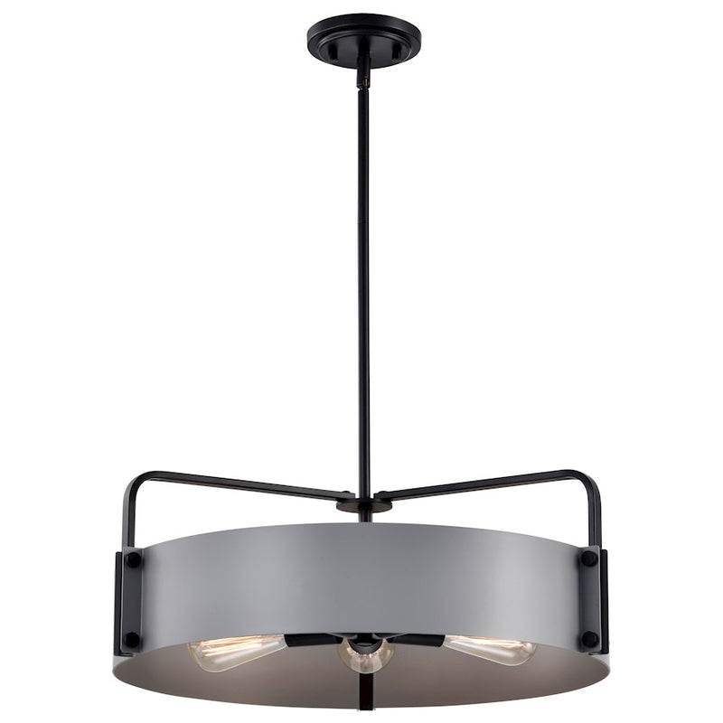 Nuvo Lighting Altos 22in 5-Light Pendant | Transitional Matte Black Steel and Natural Brass Accents | Kitchen Island & Dining Room | 22 x | Model 60-7844