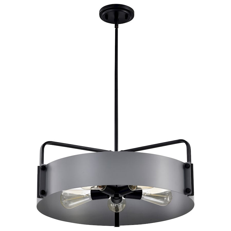 Nuvo Lighting Altos 22in 5-Light Pendant | Transitional Matte Black Steel and Natural Brass Accents | Kitchen Island & Dining Room | 22 x | Model 60-7844