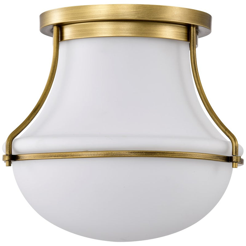 Nuvo Lighting Valdora 14in 1-Light Flush Mount | Traditional Polished Nickel Steel and White Opal Glass | Bedroom & Hallway | 14 x 14 x 12 | Model 60-7871