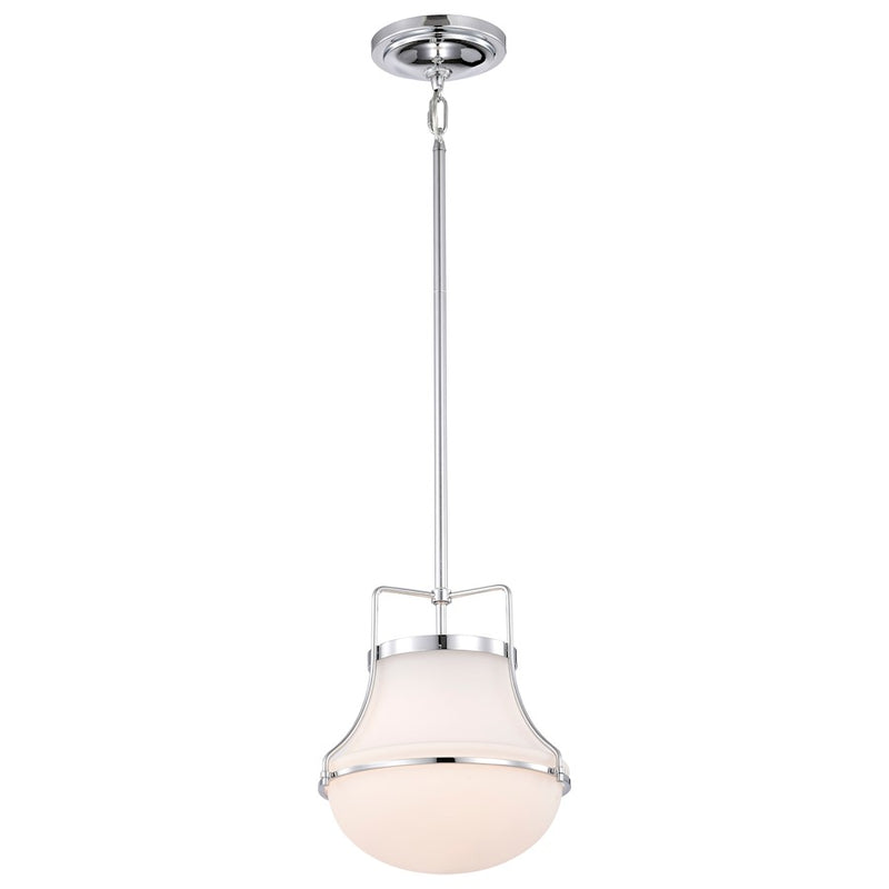 Nuvo Lighting Valdora 10in 1-Light Pendant | Traditional Polished Nickel and White Opal Glass | Kitchen Island & Dining Room | 10 x 10 x | Model 60-7872
