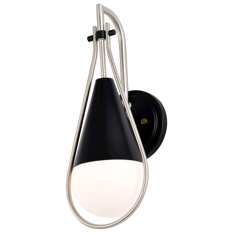 Nuvo Lighting Admiral 15in 1-Light Wall Sconce | Contemporary Matte Black and Brass with White Opal Glass | Bedroom & Hallway Accent | 6.5 | Model 60-7901