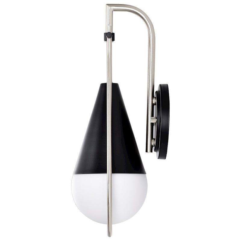 Nuvo Lighting Admiral 15in 1-Light Wall Sconce | Contemporary Matte Black and Brass with White Opal Glass | Bedroom & Hallway Accent | 6.5 | Model 60-7901