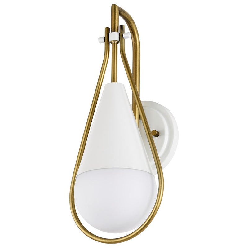 Nuvo Lighting Admiral 15in 1-Light Wall Sconce | Contemporary Matte Black and Brass with White Opal Glass | Bedroom & Hallway Accent | 6.5 | Model 60-7901