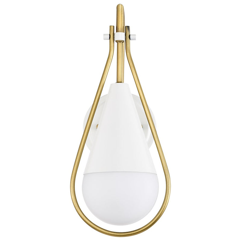 Nuvo Lighting Admiral 15in 1-Light Wall Sconce | Contemporary Matte Black and Brass with White Opal Glass | Bedroom & Hallway Accent | 6.5 | Model 60-7901
