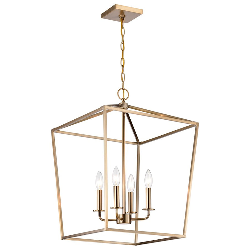 Nuvo Lighting Emma 17in 4-Light Small Pendant | Transitional Burnished Brass Steel | Kitchen Island & Dining Room | 17 x 17 x 24 in | Model 60-7931