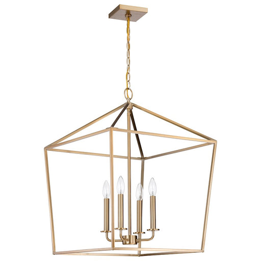 Nuvo Lighting Emma 20in 4-Light Large Pendant | Transitional Burnished Brass Steel | Dining Room & Entryway | 20 x 20 x 26 in | Model 60-7932