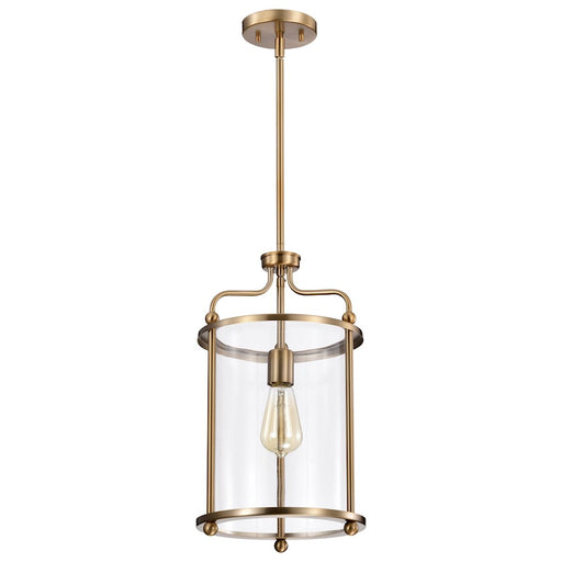 Nuvo Lighting Yorktown 10in 1-Light Pendant | Traditional Burnished Brass Steel and Clear Glass | Kitchen Island & Dining Room | 10 x 10 x | Model 60-7935