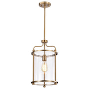 Nuvo Lighting Yorktown 10in 1-Light Pendant | Traditional Burnished Brass Steel and Clear Glass | Kitchen Island & Dining Room | 10 x 10 x | Model 60-7935
