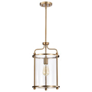 Nuvo Lighting Yorktown 10in 1-Light Pendant | Traditional Burnished Brass Steel and Clear Glass | Kitchen Island & Dining Room | 10 x 10 x | Model 60-7935