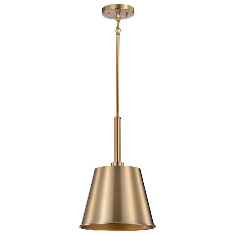 Nuvo Lighting Alexis 11in 1-Light Small Pendant | Contemporary Burnished Brass Steel and Gold Metal Shade | Entryway & Kitchen Island | 11 | Model 60-7939