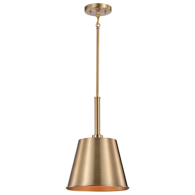 Nuvo Lighting Alexis 11in 1-Light Small Pendant | Contemporary Burnished Brass Steel and Gold Metal Shade | Entryway & Kitchen Island | 11 | Model 60-7939