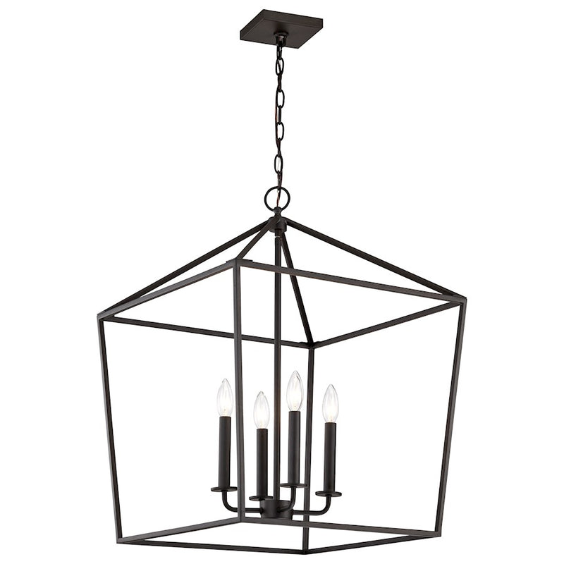 Nuvo Lighting Emma 17in 4-Light Small Pendant | Transitional Matte Black Steel | Kitchen Island & Dining Room | 17 x 17 x 24 in | Model 60-7941