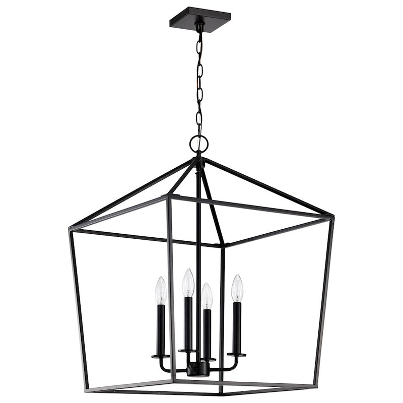 Nuvo Lighting Emma 20in 4-Light Large Pendant | Transitional Matte Black Steel | Dining Room & Entryway | 20 x 20 x 26 in | Model 60-7942