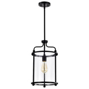 Nuvo Lighting Yorktown 10in 1-Light Pendant | Traditional Matte Black Steel and Clear Glass | Kitchen Island & Dining Room | 10 x 10 x 18 | Model 60-7945