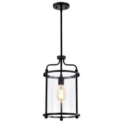 Nuvo Lighting Yorktown 10in 1-Light Pendant | Traditional Matte Black Steel and Clear Glass | Kitchen Island & Dining Room | 10 x 10 x 18 | Model 60-7945