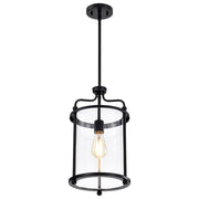 Nuvo Lighting Yorktown 10in 1-Light Pendant | Traditional Matte Black Steel and Clear Glass | Kitchen Island & Dining Room | 10 x 10 x 18 | Model 60-7945