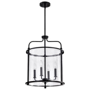 Nuvo Lighting Yorktown 16in 4-Light Pendant | Traditional Matte Black Steel and Clear Glass | Dining Room & Entryway | 16 x 16 x 22 in | Model 60-7946