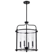 Nuvo Lighting Yorktown 16in 4-Light Pendant | Traditional Matte Black Steel and Clear Glass | Dining Room & Entryway | 16 x 16 x 22 in | Model 60-7946