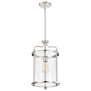 Nuvo Yorktown 10in 1-Light Pendant | Traditional Polished Nickel Steel and Clear Glass | Kitchen Island & Dining Room | 10 x 10 x 18 in | Model 60-7955
