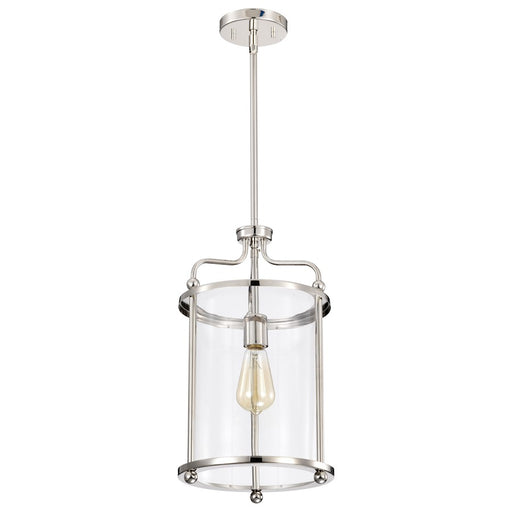 Nuvo Yorktown 10in 1-Light Pendant | Traditional Polished Nickel Steel and Clear Glass | Kitchen Island & Dining Room | 10 x 10 x 18 in | Model 60-7955