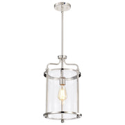 Nuvo Yorktown 10in 1-Light Pendant | Traditional Polished Nickel Steel and Clear Glass | Kitchen Island & Dining Room | 10 x 10 x 18 in | Model 60-7955