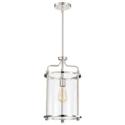 Nuvo Yorktown 10in 1-Light Pendant | Traditional Polished Nickel Steel and Clear Glass | Kitchen Island & Dining Room | 10 x 10 x 18 in | Model 60-7955