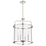 Nuvo Lighting Yorktown 16in 4-Light Pendant | Traditional Polished Nickel Steel and Clear Glass | Dining Room & Entryway | 16 x 16 x 22 in | Model 60-7956