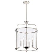 Nuvo Lighting Yorktown 16in 4-Light Pendant | Traditional Polished Nickel Steel and Clear Glass | Dining Room & Entryway | 16 x 16 x 22 in | Model 60-7956