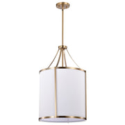 Nuvo Lighting Easton 16in 3-Light Pendant | Transitional Burnished Brass and White Linen Fabric | Kitchen Island & Dining Room | 16 x 16 x | Model 60-7962
