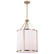 Nuvo Lighting Easton 16in 3-Light Pendant | Transitional Burnished Brass and White Linen Fabric | Kitchen Island & Dining Room | 16 x 16 x | Model 60-7962