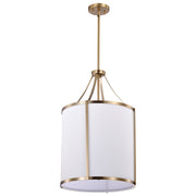 Nuvo Lighting Easton 16in 3-Light Pendant | Transitional Burnished Brass and White Linen Fabric | Kitchen Island & Dining Room | 16 x 16 x | Model 60-7962