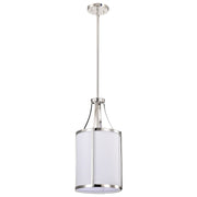 Nuvo Lighting Easton 9.75in 1-Light Pendant | Transitional Polished Nickel and White Linen Fabric | Kitchen Island & Dining Room | 9.75 x | Model 60-7971