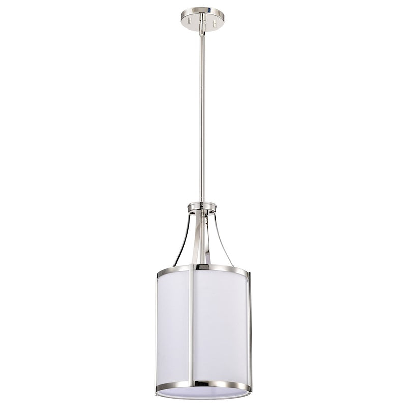 Nuvo Lighting Easton 9.75in 1-Light Pendant | Transitional Polished Nickel and White Linen Fabric | Kitchen Island & Dining Room | 9.75 x | Model 60-7971