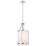 Nuvo Lighting Easton 9.75in 1-Light Pendant | Transitional Polished Nickel and White Linen Fabric | Kitchen Island & Dining Room | 9.75 x | Model 60-7971