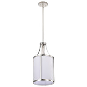 Nuvo Lighting Easton 9.75in 1-Light Pendant | Transitional Polished Nickel and White Linen Fabric | Kitchen Island & Dining Room | 9.75 x | Model 60-7971
