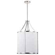 Nuvo Lighting Easton 16in 3-Light Pendant | Transitional Polished Nickel and White Linen Fabric Shade | Kitchen Island & Dining Room | 16 | Model 60-7972