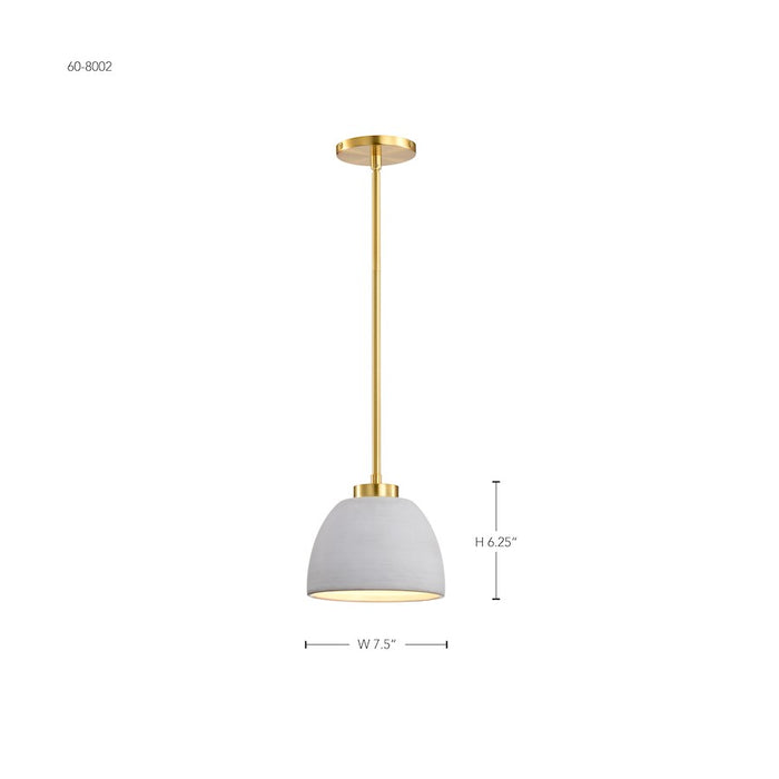 Nuvo Lighting Collins 8" Mini Pendant, Ceramic/Gold Accents