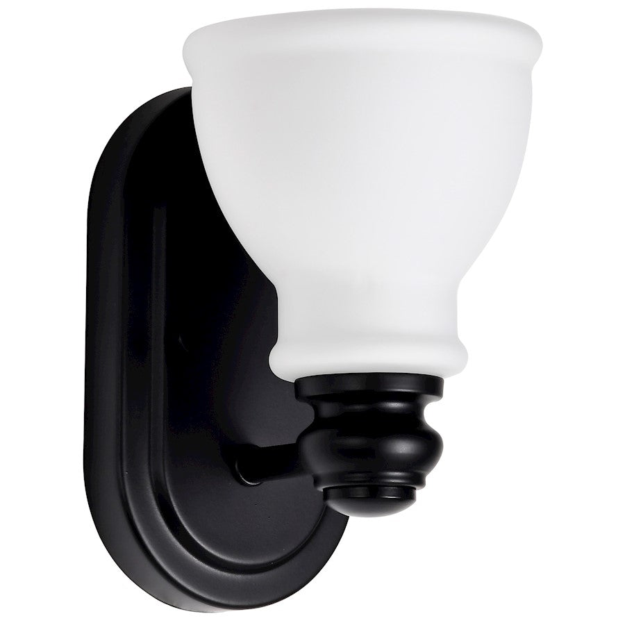 Nuvo Lighting Russel 1 Light 5" Vanity, Matte Black/Satin White Glass - 60-8021