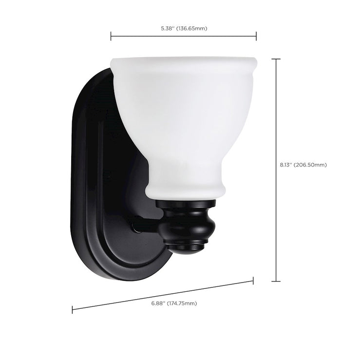 Nuvo Lighting Russel 1 Light 5" Vanity, Matte Black/Satin White Glass