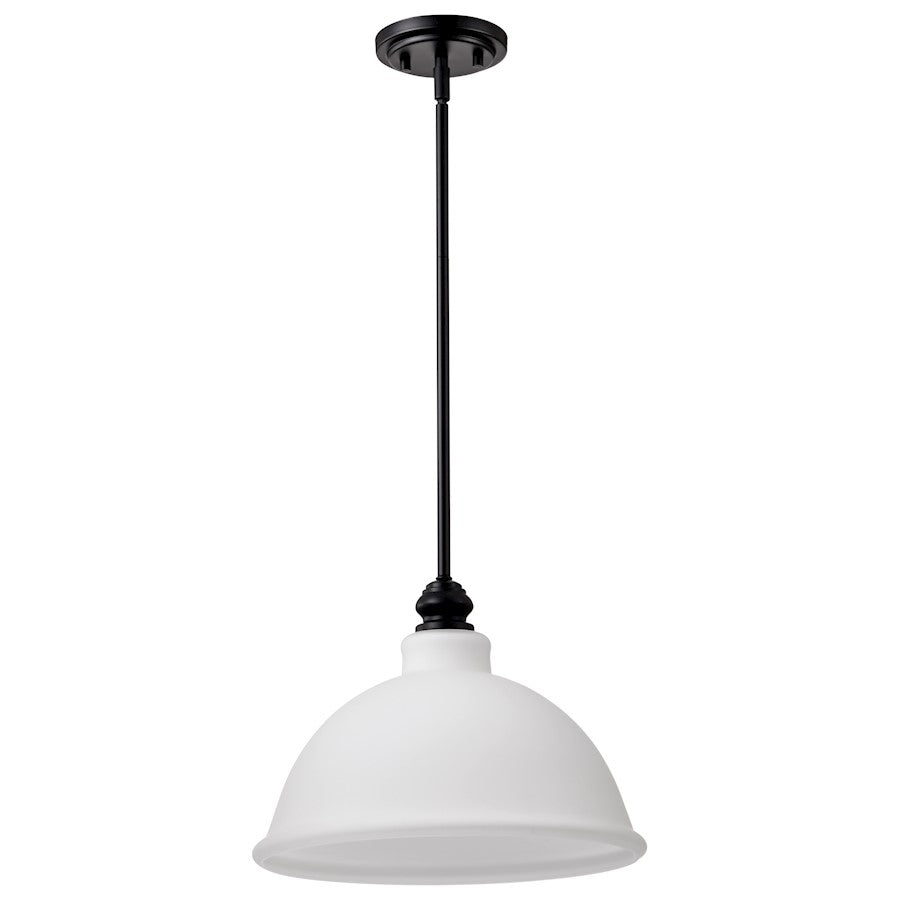 Nuvo Lighting Russel 14" Pendant, Matte Black/Satin White Glass - 60-8026